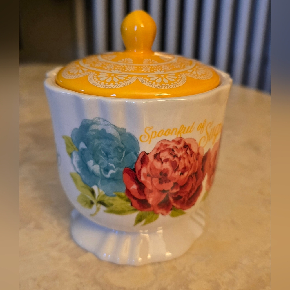 The Pioneer Woman Spoonful of Sugar Stoneware Sugar Bowl Blossom Jubilee Floral